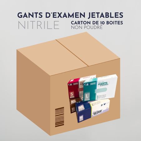 Gants d'examen nitrile non poudré par carton Gants d'examen nitrile non poudré par carton