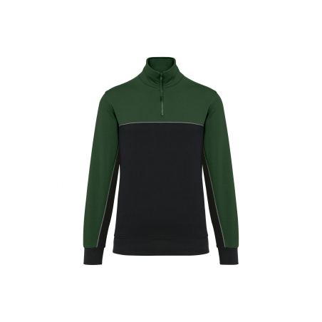 Sweat-shirt col zippé Black / Forest Green