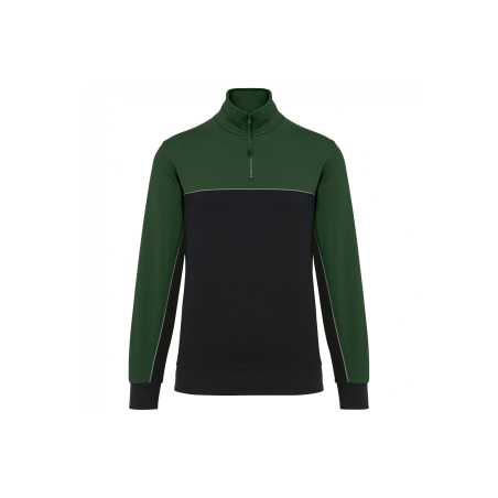 Sweat-shirt col zippé Black / Forest Green Sweat-shirt col zippé Black / Forest Green