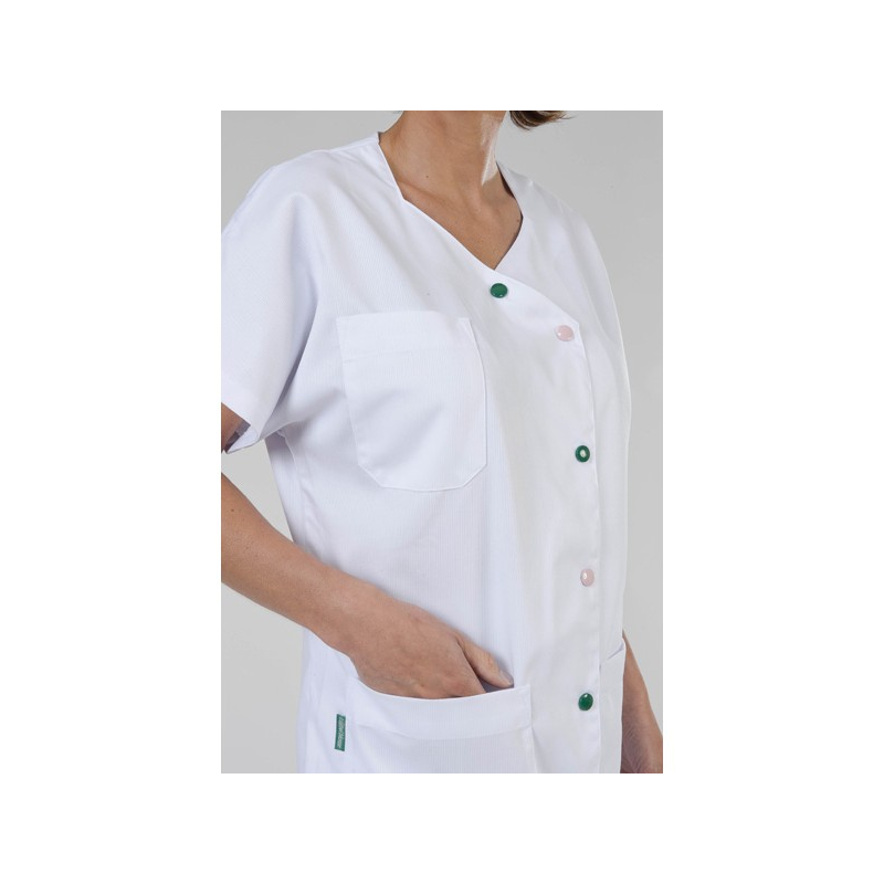 Blouse infirmière Blanche col trapeze - label-blouse.net