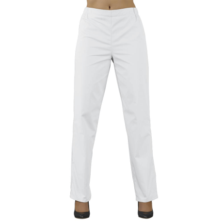 Pantalon médical ,hospitalier de travail Clarisse sergé blanc -  label-blouse.net