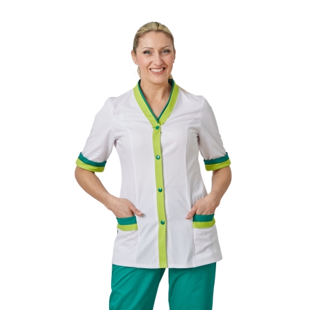Tunique medicale blouse tunique Moderne Blanche et verte