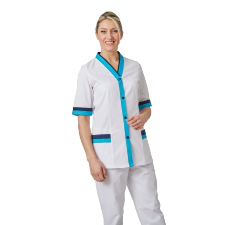 Tunique médicale blouse tunique moderne blanche et bleu