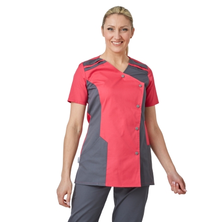 Tunique médicale blouse tunique moderne Fuschia Gris Foncé