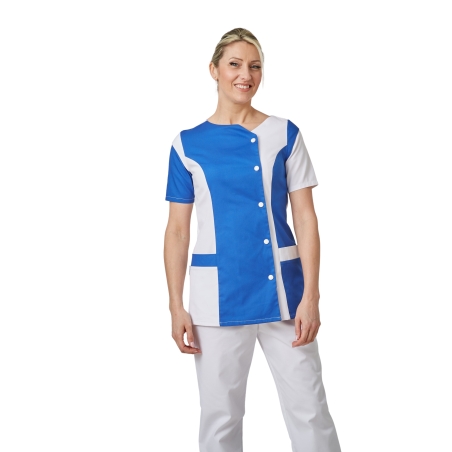 Tunique médicale blouse tunique moderne Blanc Bleu