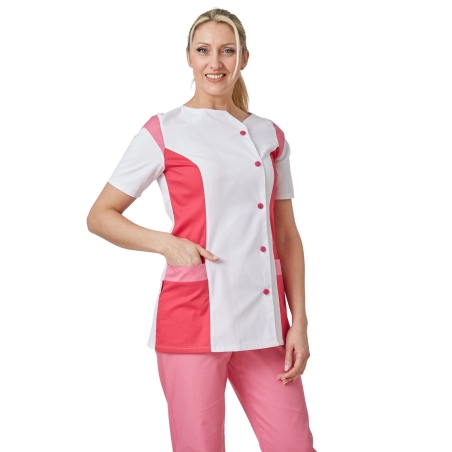 Tunique médicale blouse tunique moderne Blanc Rose