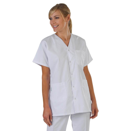 Blouse medicale Kiné Mixte Col V ouverture pressions centrale