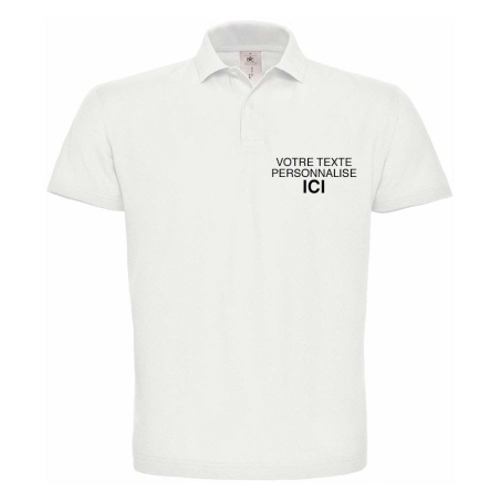Polo Blanc Manches courtes avec Broderie texte coté Coeur Polo Blanc Manches courtes avec Broderie texte coté Coeur