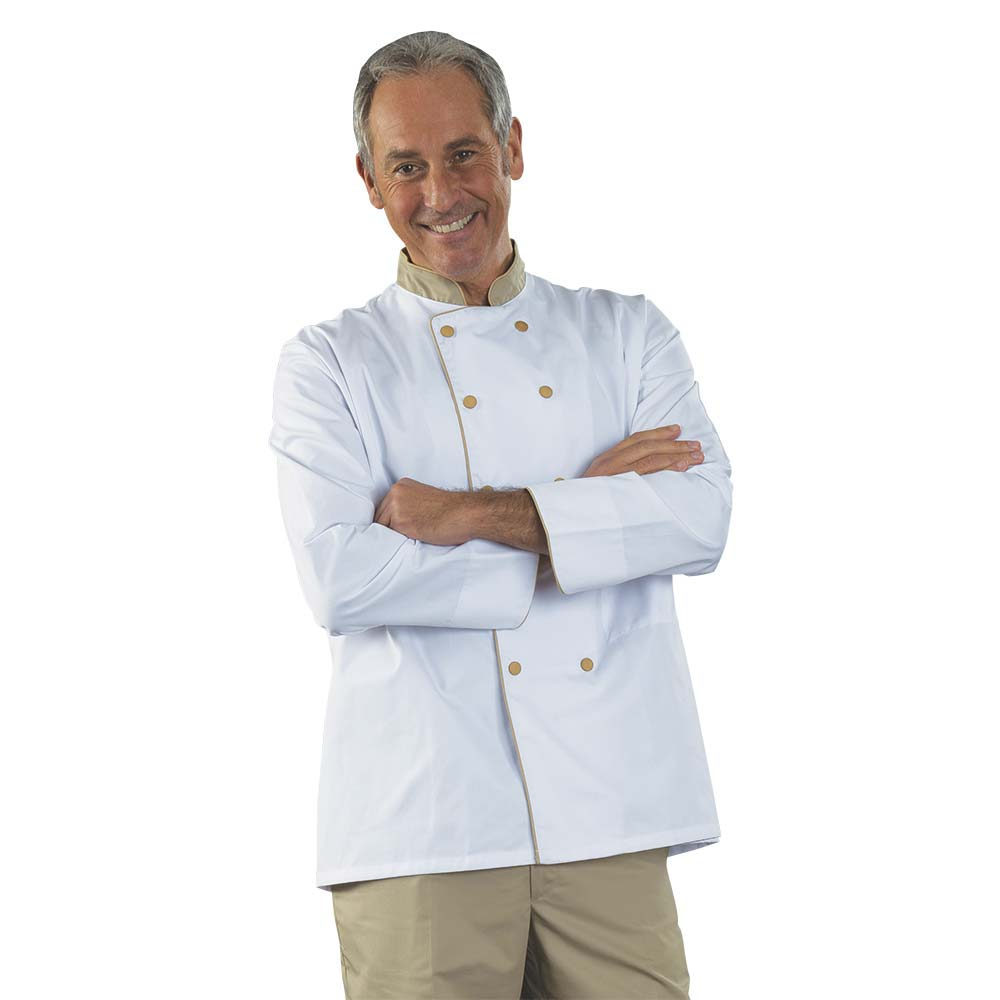 Veste de Cuisine Noir Tissu serg/é Polyester Coton Mixte modele Karl Manches Longues