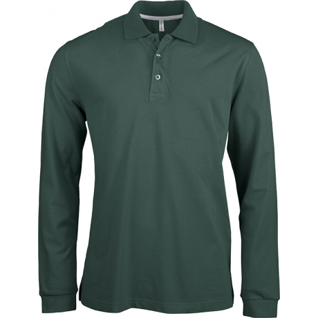Polo Manches Longue Vert Maille Pique Kariban Label Blouse Net