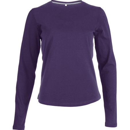 Tee shirt Femme Col Rond pour broderie Manches longues Violet