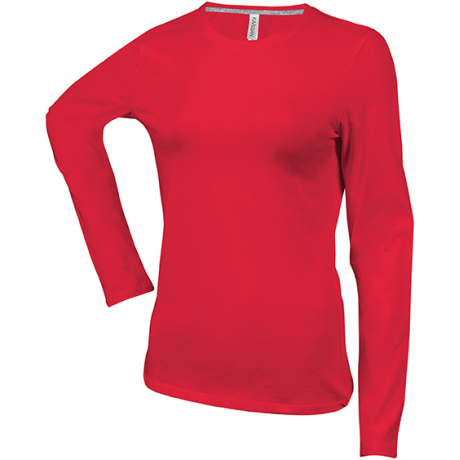 tee shirt manche longue rouge femme