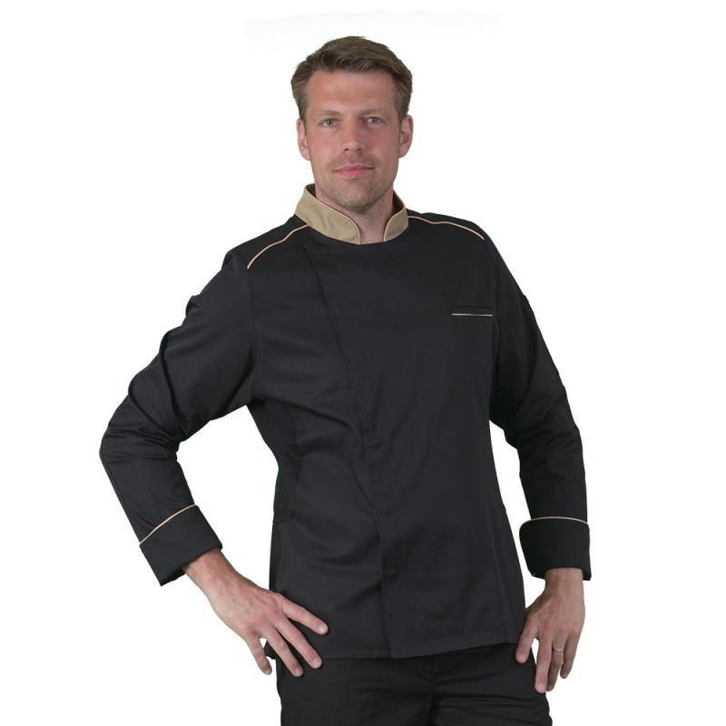 Veste cuisine Cook Noire Finition Beige M+C+PB 1