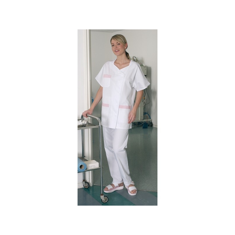 Blouse infirmiere Saphir finition Roses - label-blouse.net