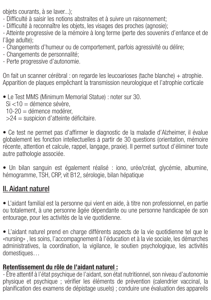 Fiche de révision Alzheimer : cours et fiche IDE (définition, signes, prise en charge) — page 3