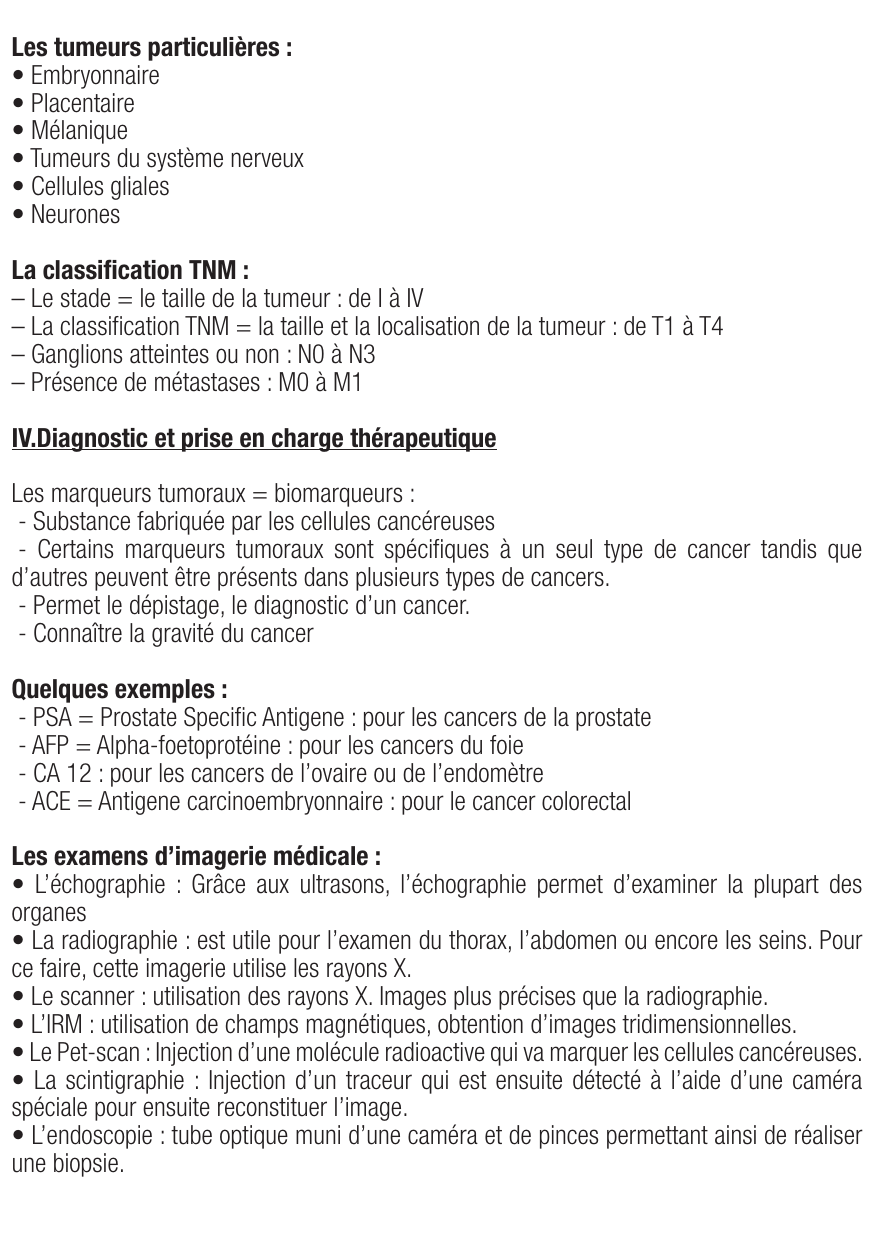 Fiche de révision Les cancers : cours et fiche IDE (définition, signes, prise en charge) — page 3