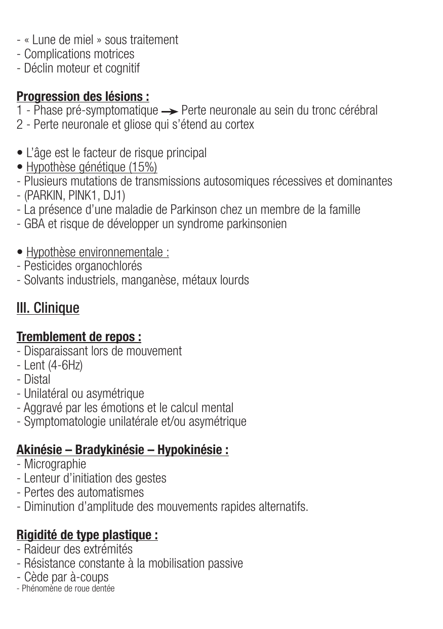 Fiche de révision Parkinson : cours et fiche IDE (définition, signes, prise en charge) — page 2
