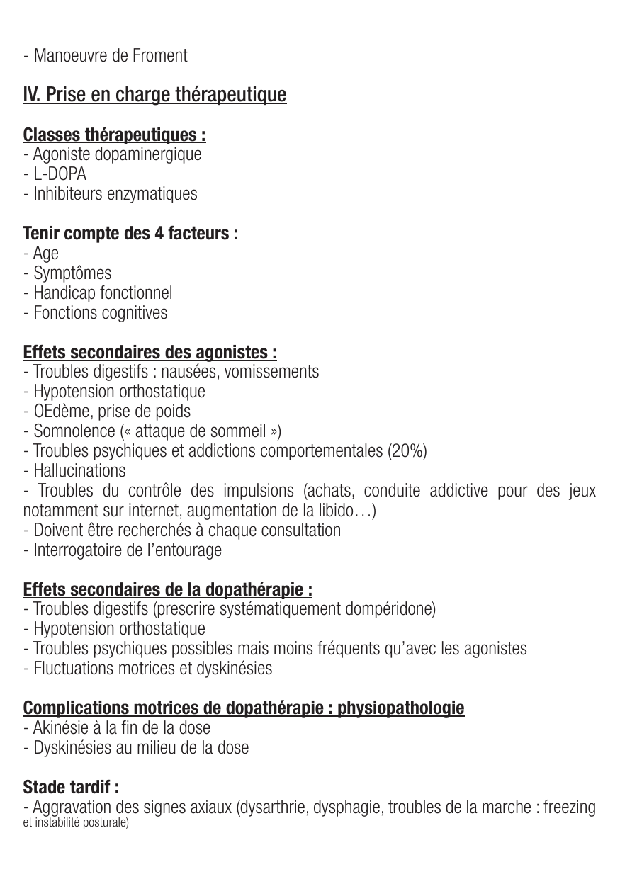 Fiche de révision Parkinson : cours et fiche IDE (définition, signes, prise en charge) — page 3