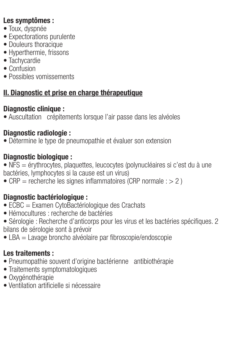 Fiche de révision Pneumopathie : cours et fiche IDE (définition, signes, prise en charge) — page 2
