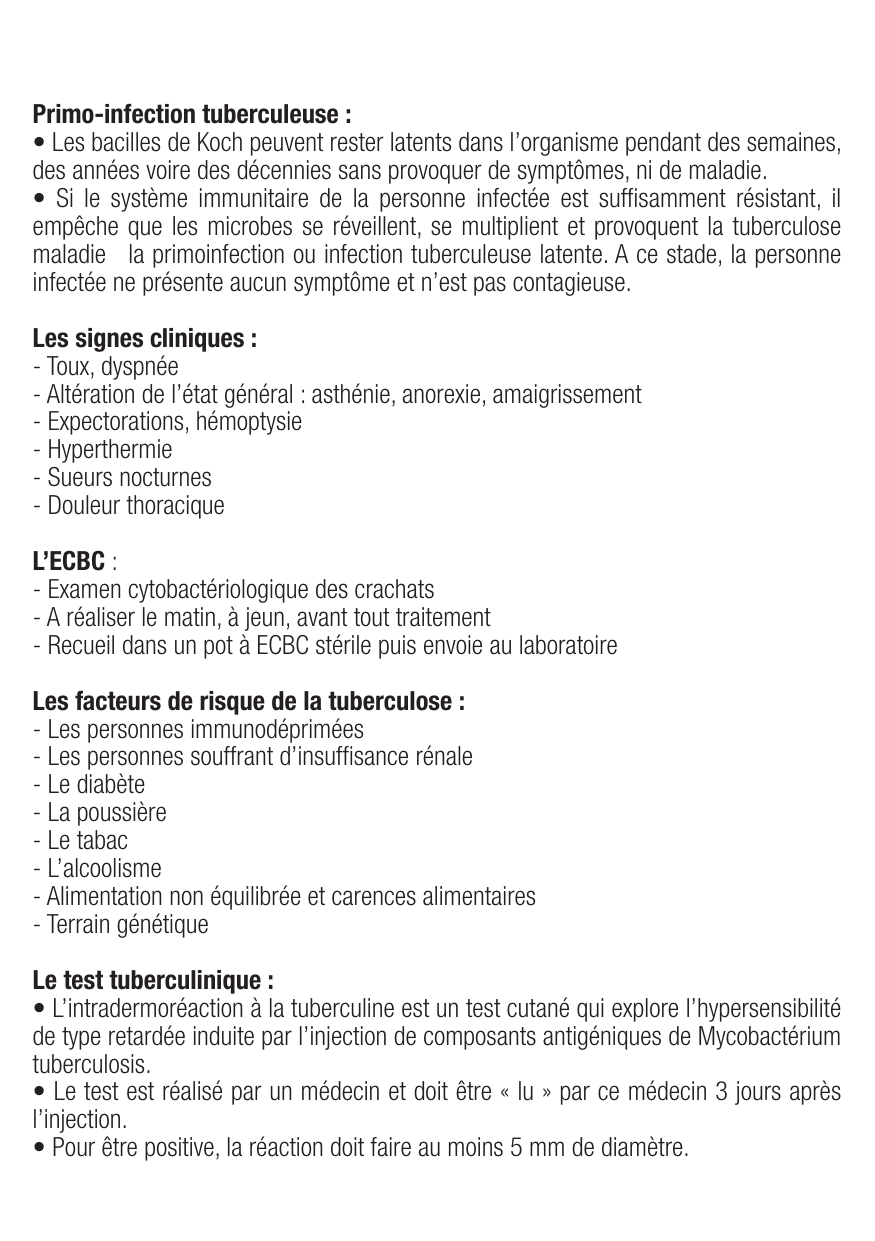 Fiche de révision Tuberculose : cours et fiche IDE (définition, signes, prise en charge) — page 2