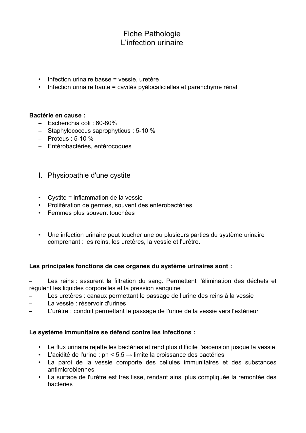 L'infection urinaire : cours et fiche IDE — 1