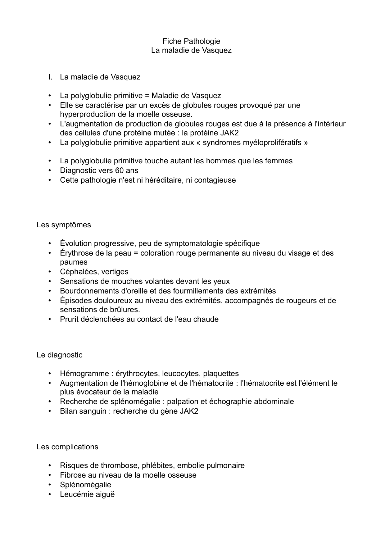 La maladie de Vaquez (polyglobulie) : cours et fiche IDE — 1