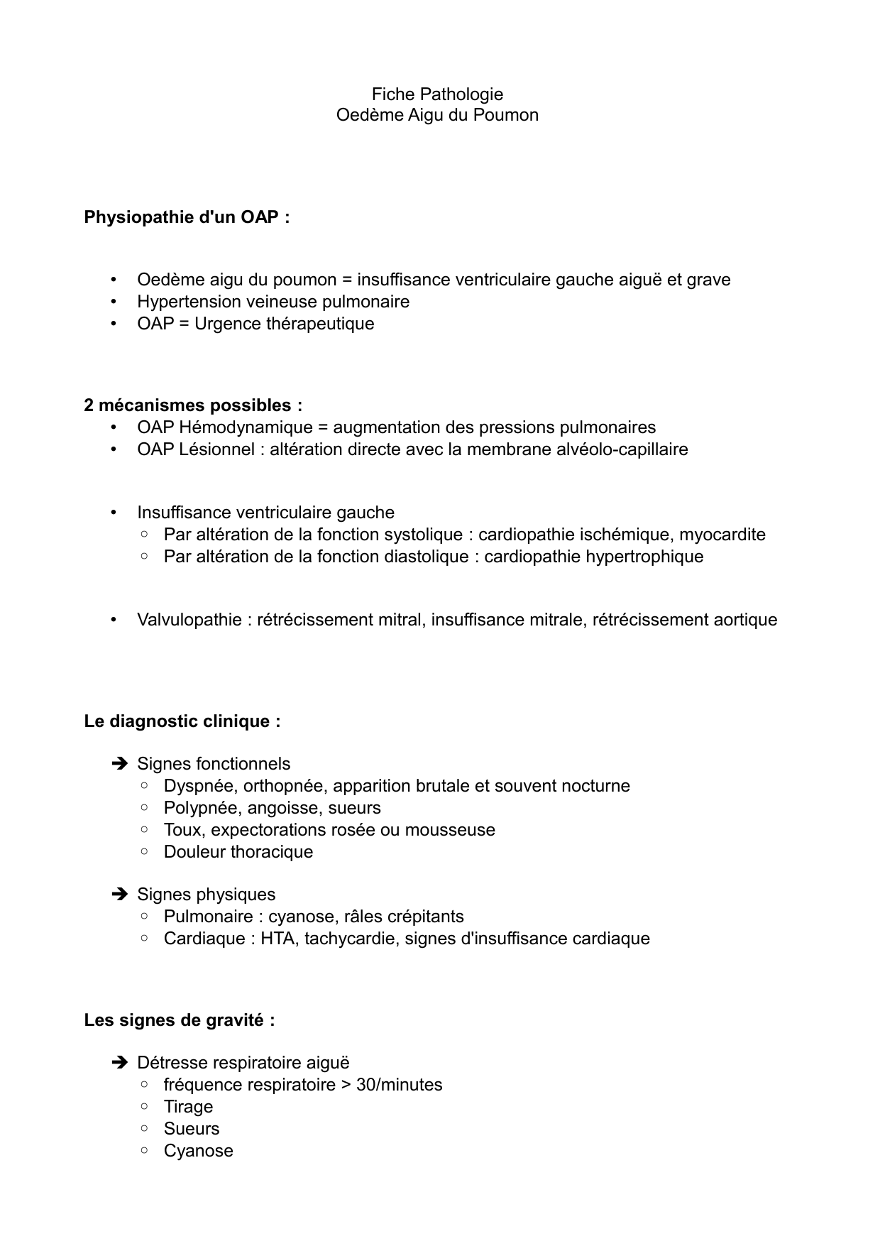 L'œdème aigu du poumon (OAP) : cours et fiche IDE — 1