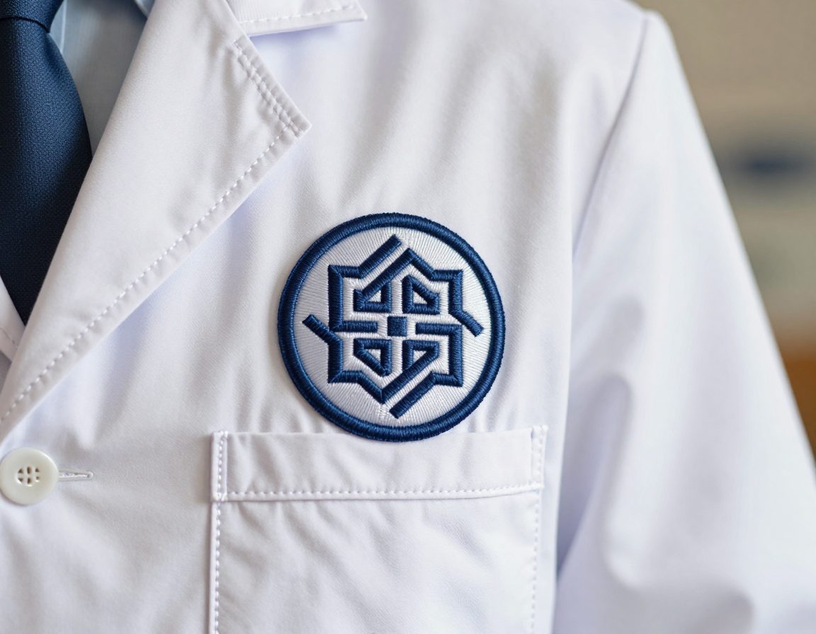 &Eacute;cusson brod&eacute; personnalis&eacute; sur une blouse blanche