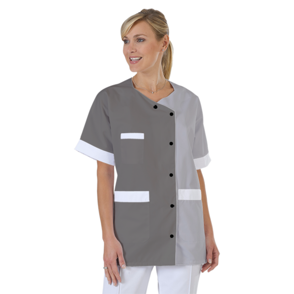 blouse-infirmiere-personnalise-col-trapeze acheté - par Catherine - le 21-06-2020